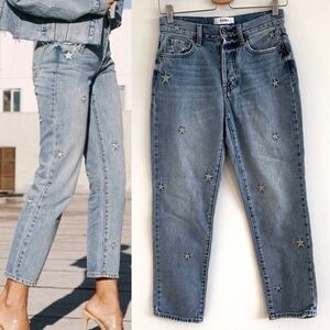 Pistola silver star embroidered Charlie straight leg in Supernova size 25
